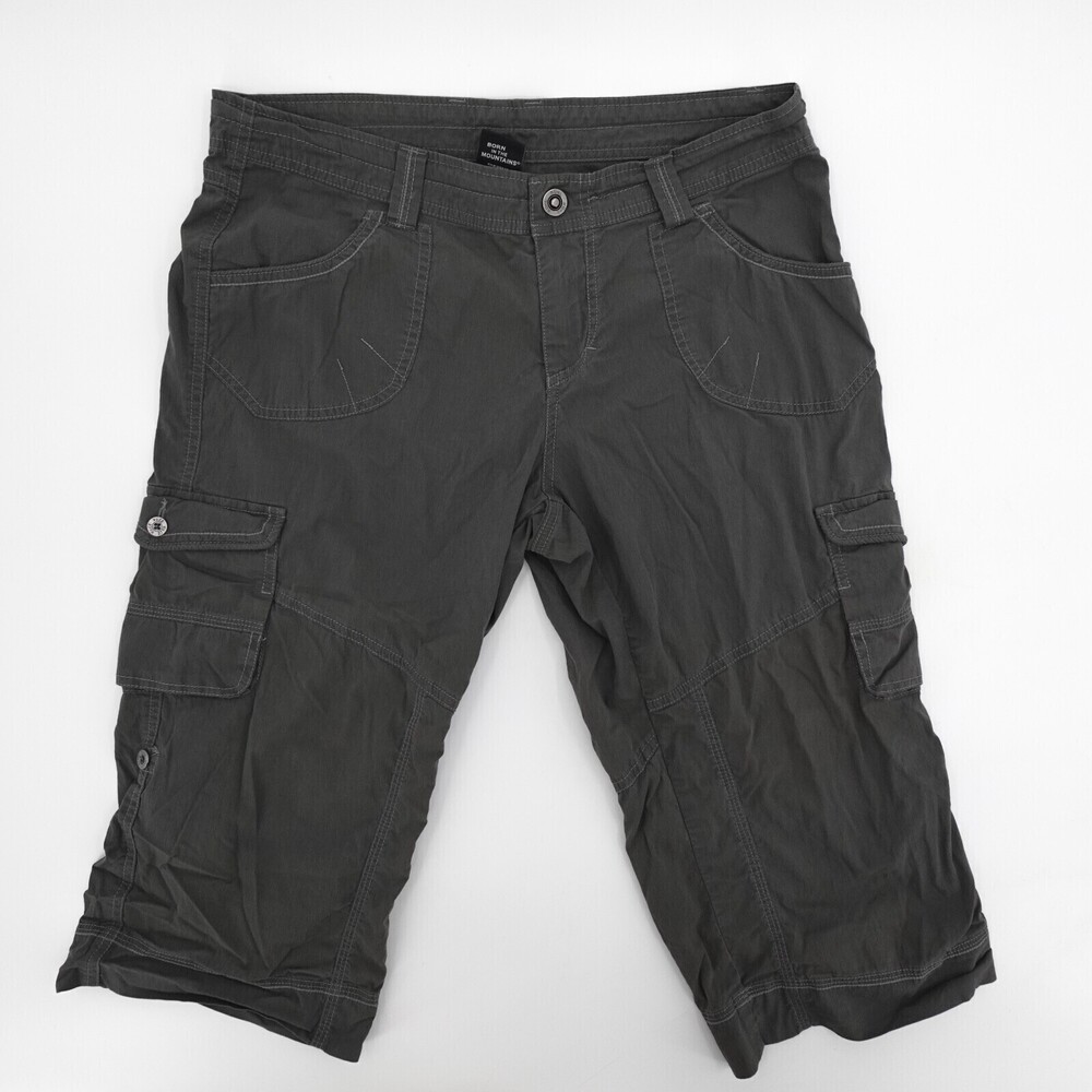 Kuhl Pants Womens 10 Gray Cargo Cropped Pockets Cotton Blend